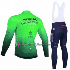 Completo Maglia ML + Pantaloncino con bretelle 2022 Astana Qazaqstan Verde
